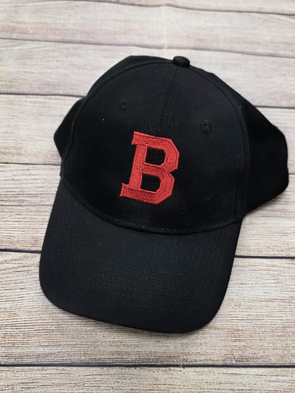 Youth Black Baseball Cap with‎ Red 'B' Patch